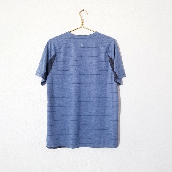Lululemon Switchback Short Sleeve V-Lookout Stripe Heathered Hawk Blue - Picture 5 of 12